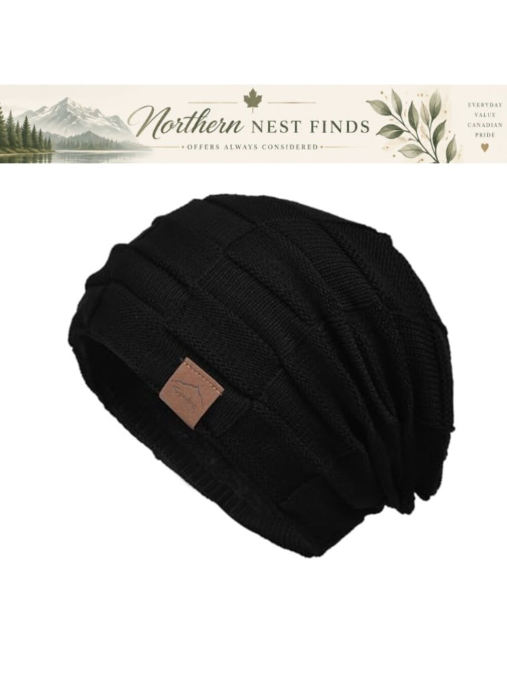 Slouchy Knit Beanie Hat Soft Acrylic Winter Warm Skull Cap Unisex Stretch